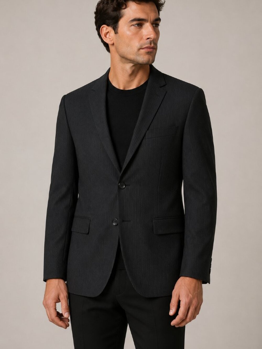 Calvin Klein Men’s M Regular Charcoal Pinstripe Wool Blend Blazer